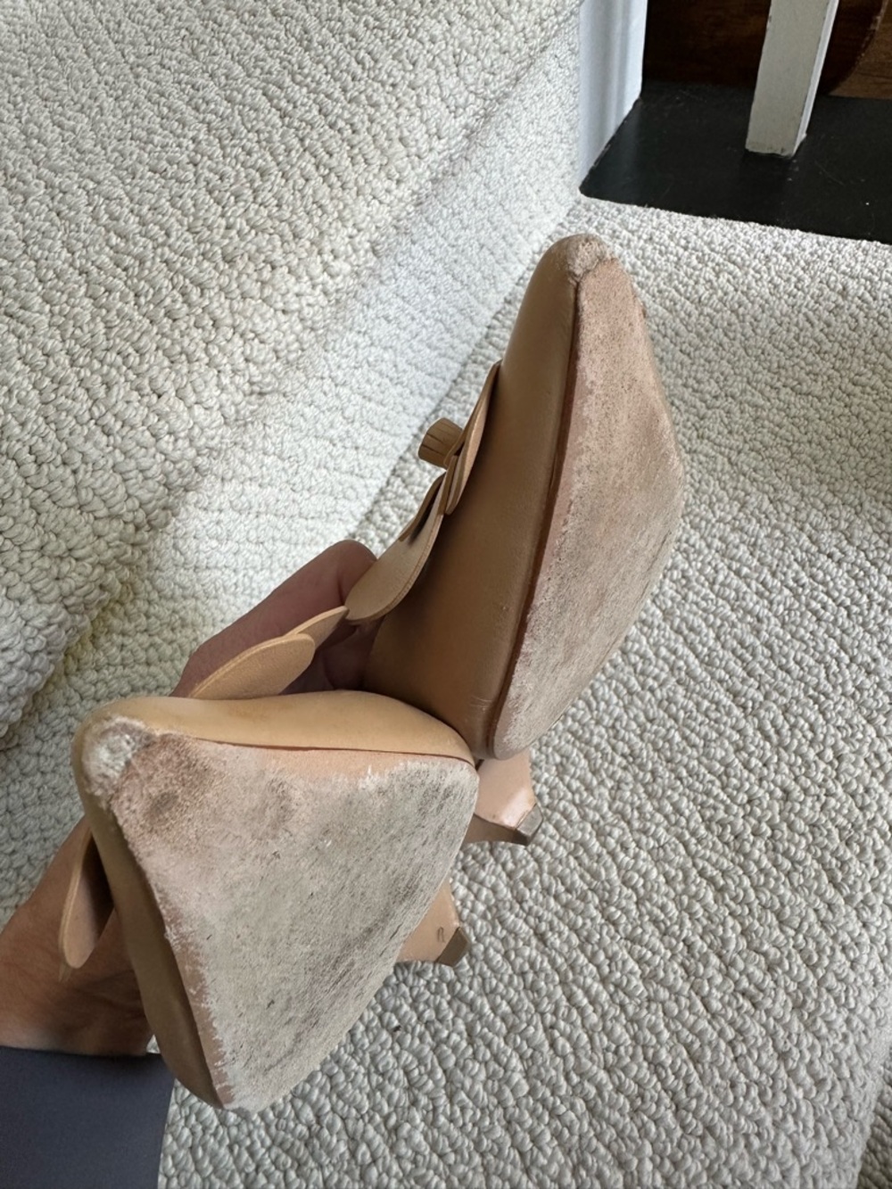 Anthropologie Maeve Women’s Tan Slingback Pointed-Toe Flats Shoes Flower Accent - Picture 9 of 16